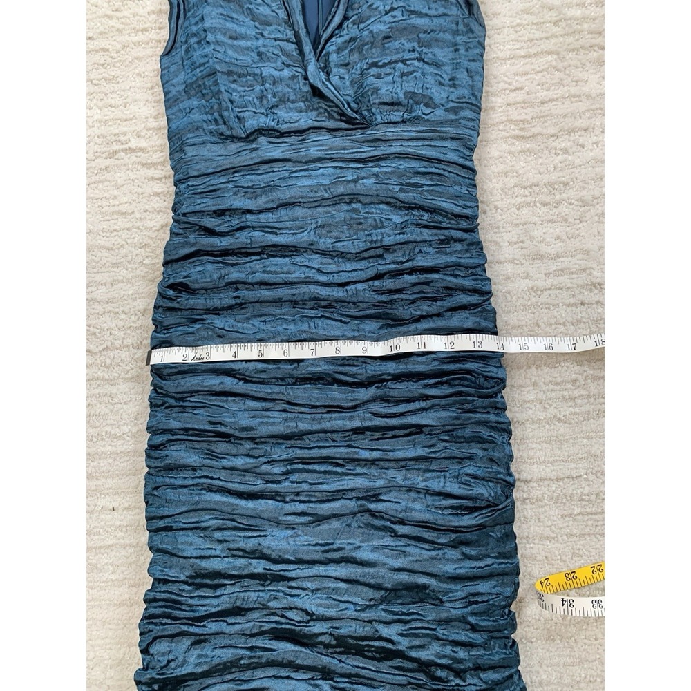 Vintage Y2K 90's Nicole Miller Gold Label Blue Rushed Dress Size 6 USA $450 - Picture 11 of 16